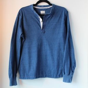 rag & bone Mens Large Blue Long Sleeve Henley